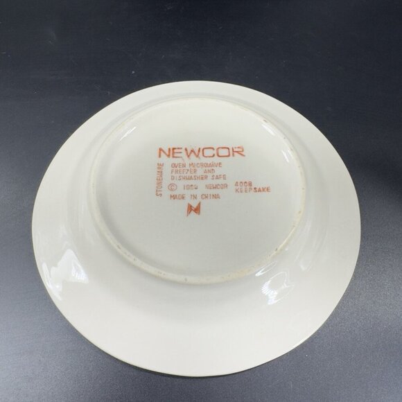 1990s Newcor Stoneware Ceramic Dish Plate Set 4 Plates Dishes Floral Bird Plates - Picture 7 of 13